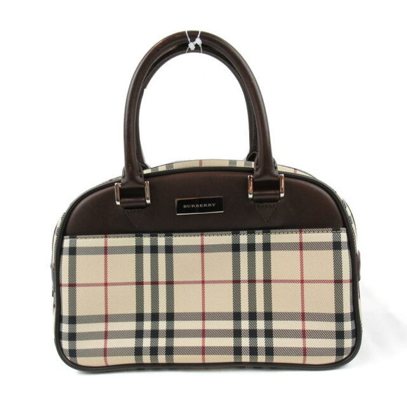 Burberry Handbags - Burberry Nova Check Handbag Canvas Leather Beige Black Bag
